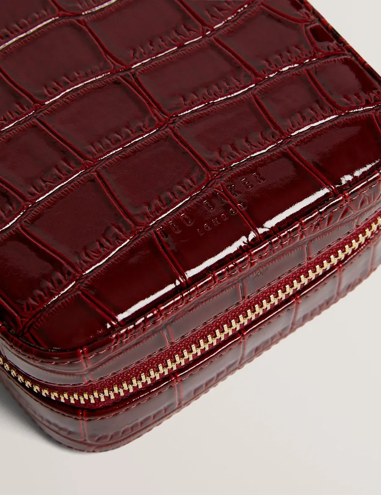 Ted Baker Hazelli Croc Effect Zip Around Jewellery Case In Wine Women's