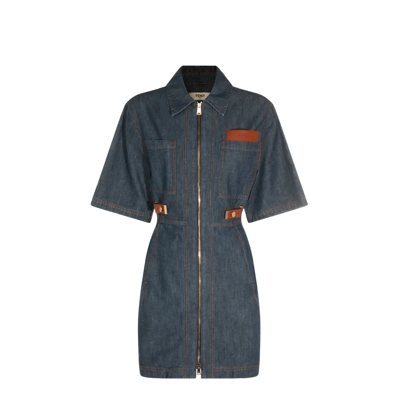 Navy Blue Chambray Dress