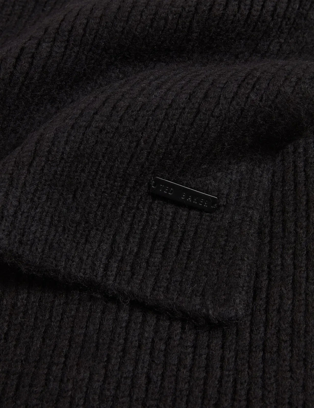 Ted Baker Lidiies Ribbed Wool Blend Knitted Scarf In Black Women's