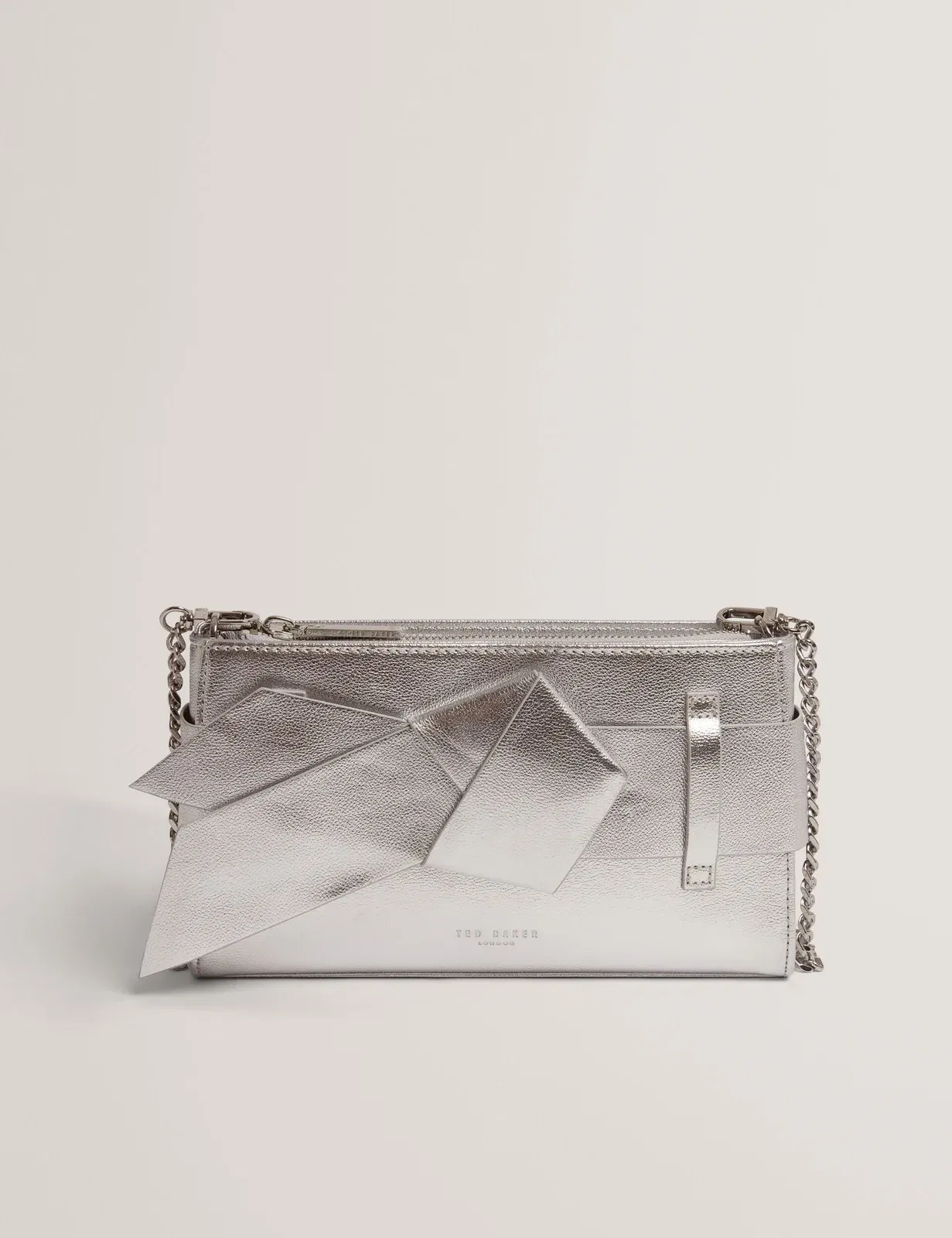 Ted Baker Jimmah Metallic Pu Bow Trim Clutch Bag Women's