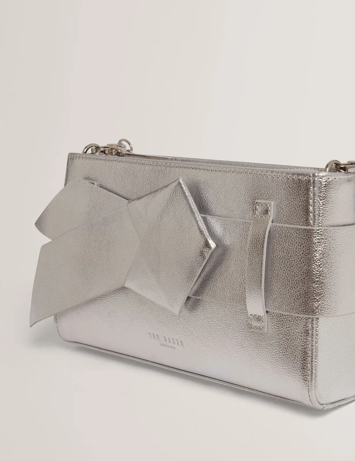 Ted Baker Jimmah Metallic Pu Bow Trim Clutch Bag Women's