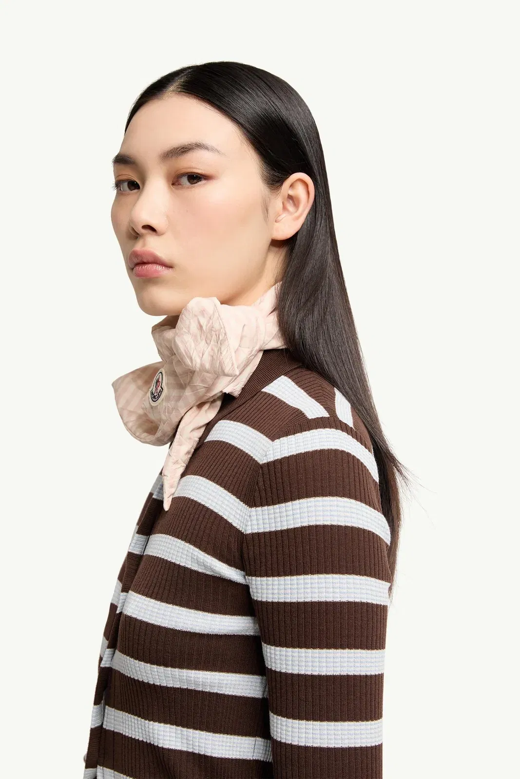 Moncler Cotton Crêpe Polo Shirt White & Brown White & Brown