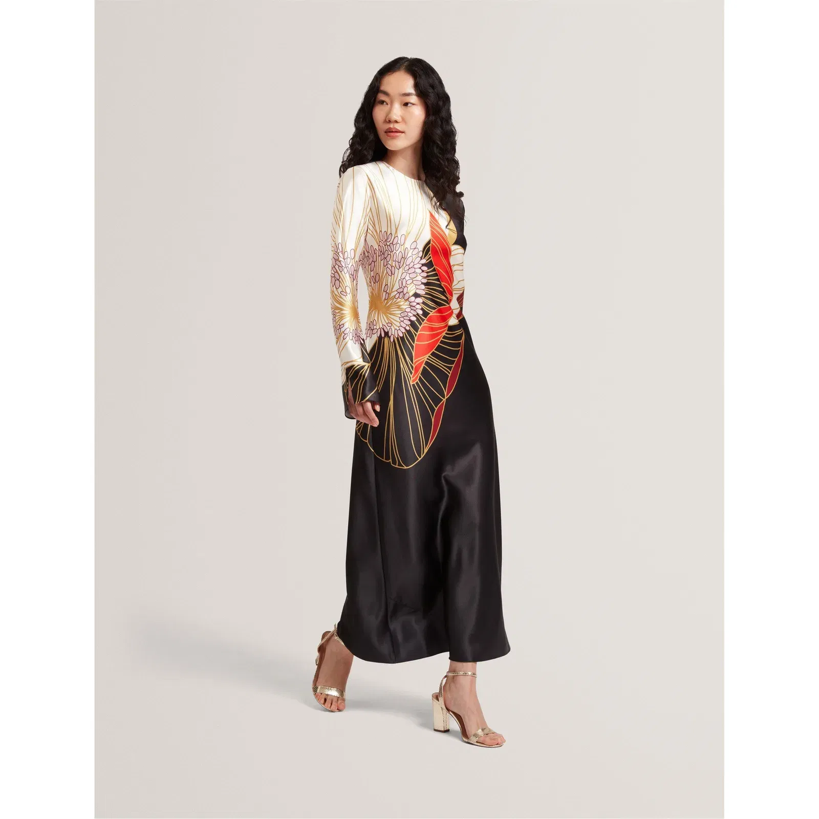 Long-Sleeve Midi Tea Dress