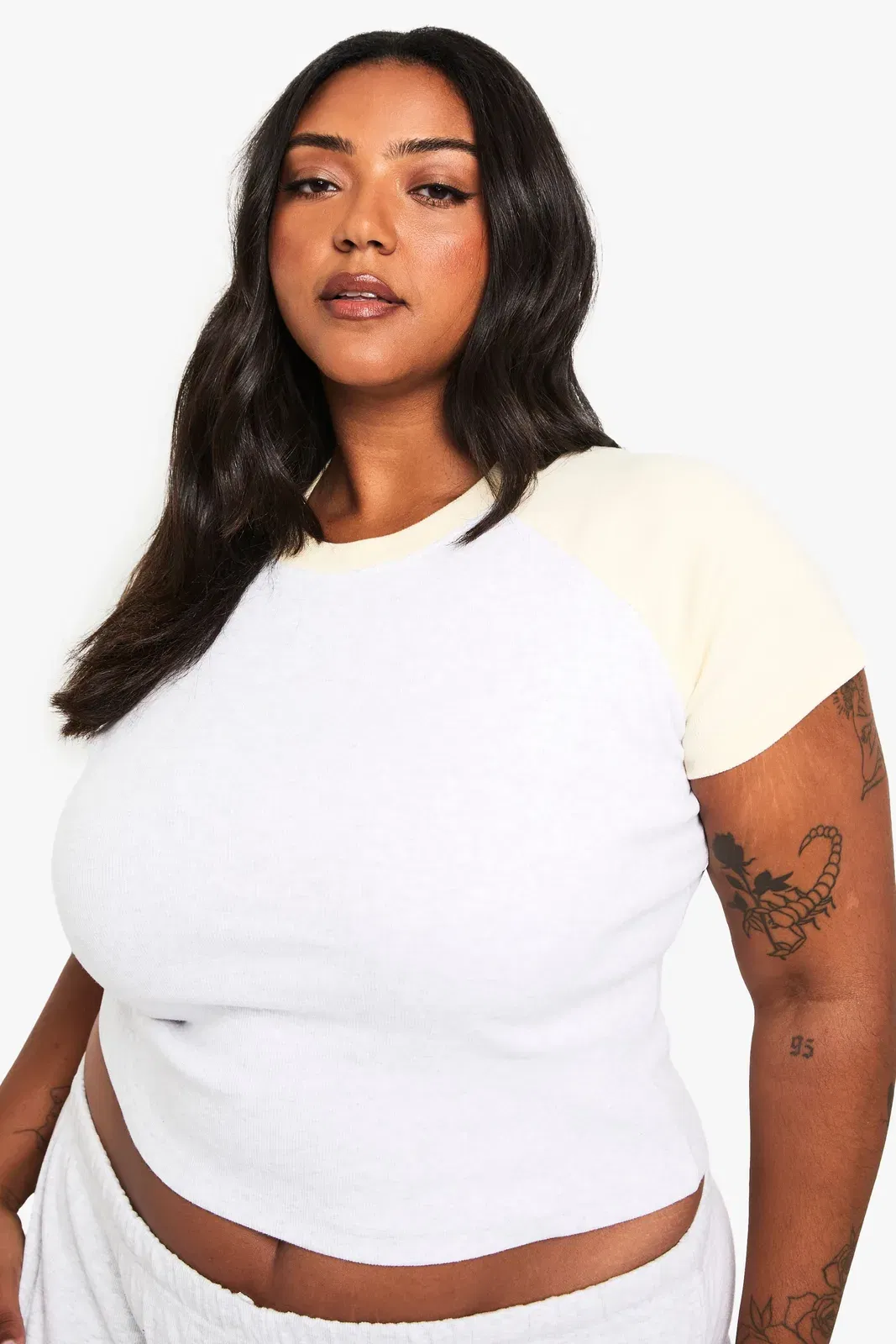 Plus Cotton Contract Ribbed Ringer Sleeve Baby T-Shirt