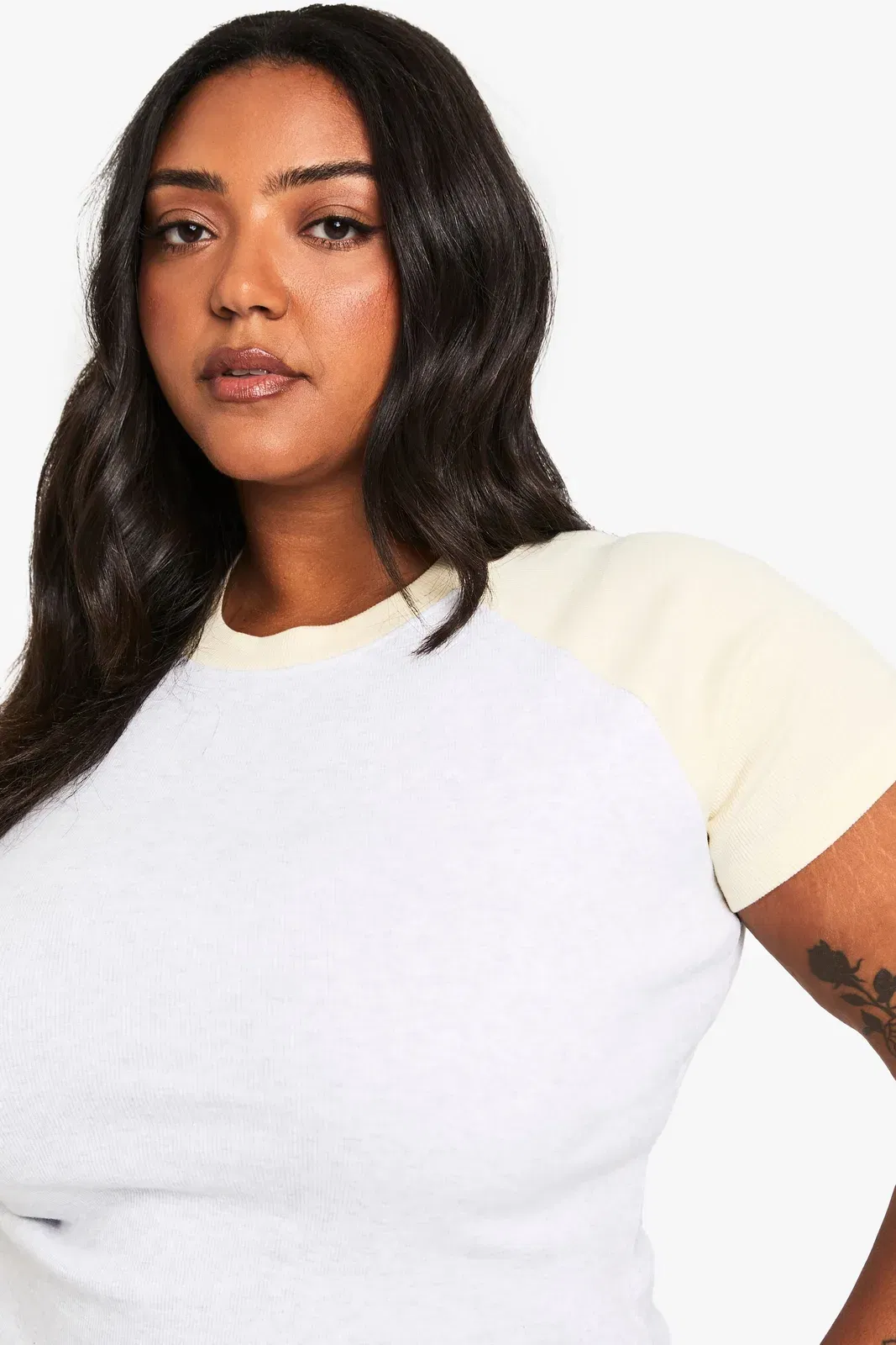 Plus Cotton Contract Ribbed Ringer Sleeve Baby T-Shirt