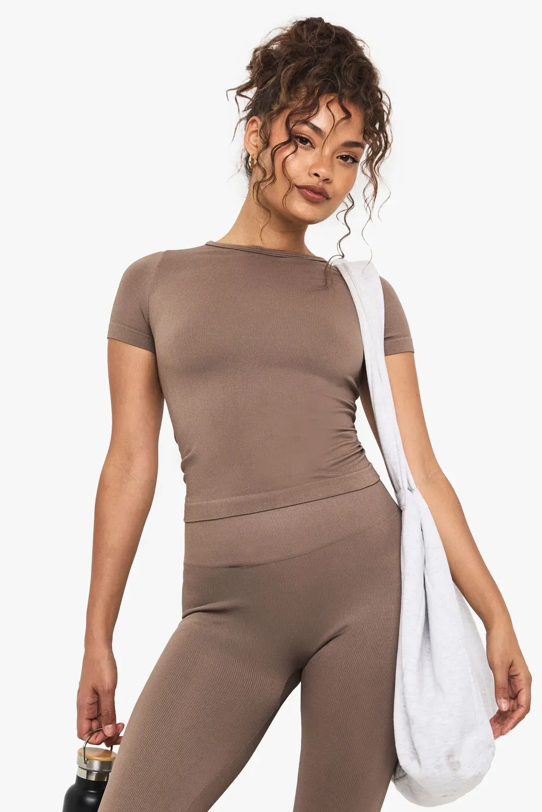 Boohoo Basics Seamless Rib Short Sleeve Top