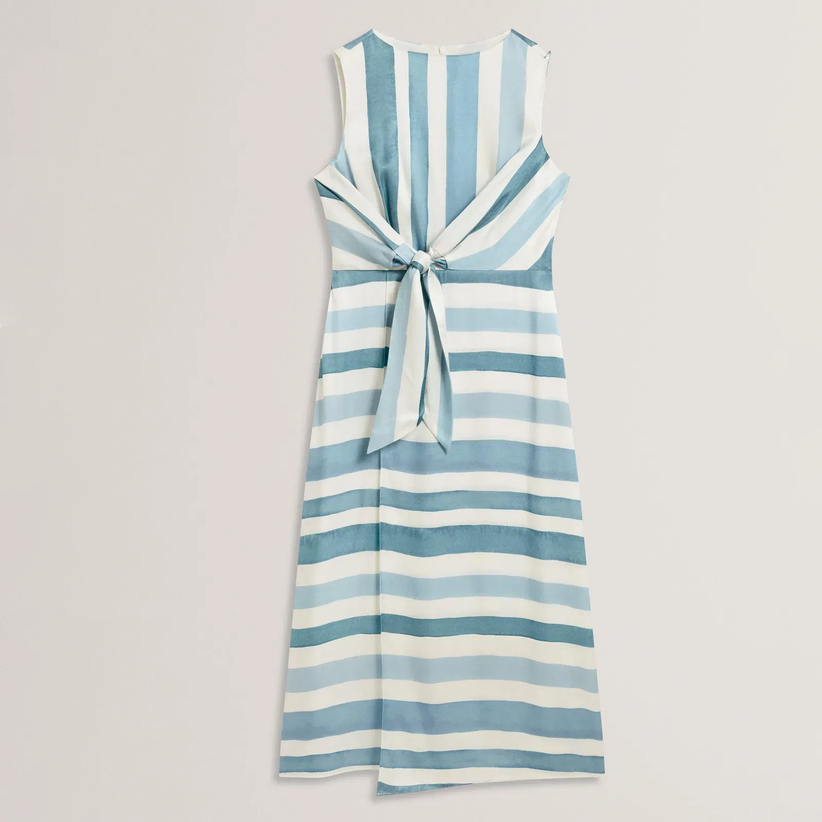 Ted Baker Blue Stripe Tie Front Sleeveless Midi Dress