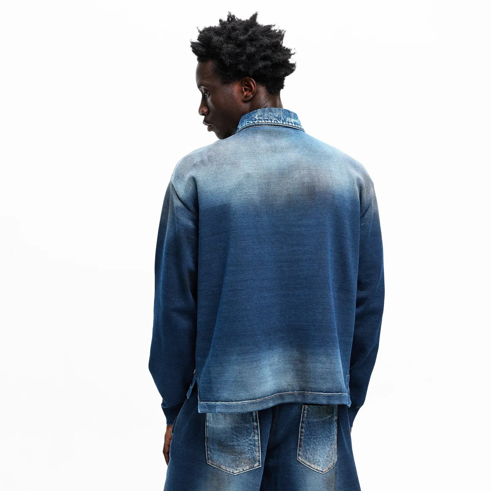 DSQ Denim Long Sleeve Polo Shirt