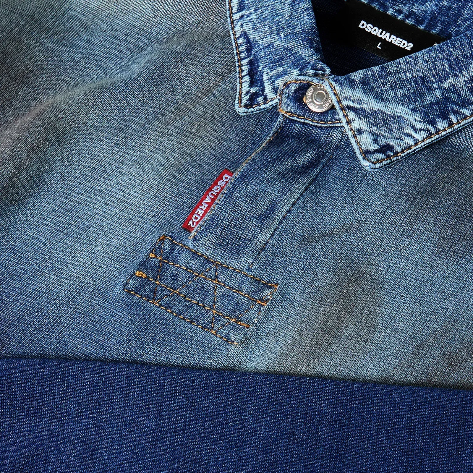 DSQ Denim Long Sleeve Polo Shirt