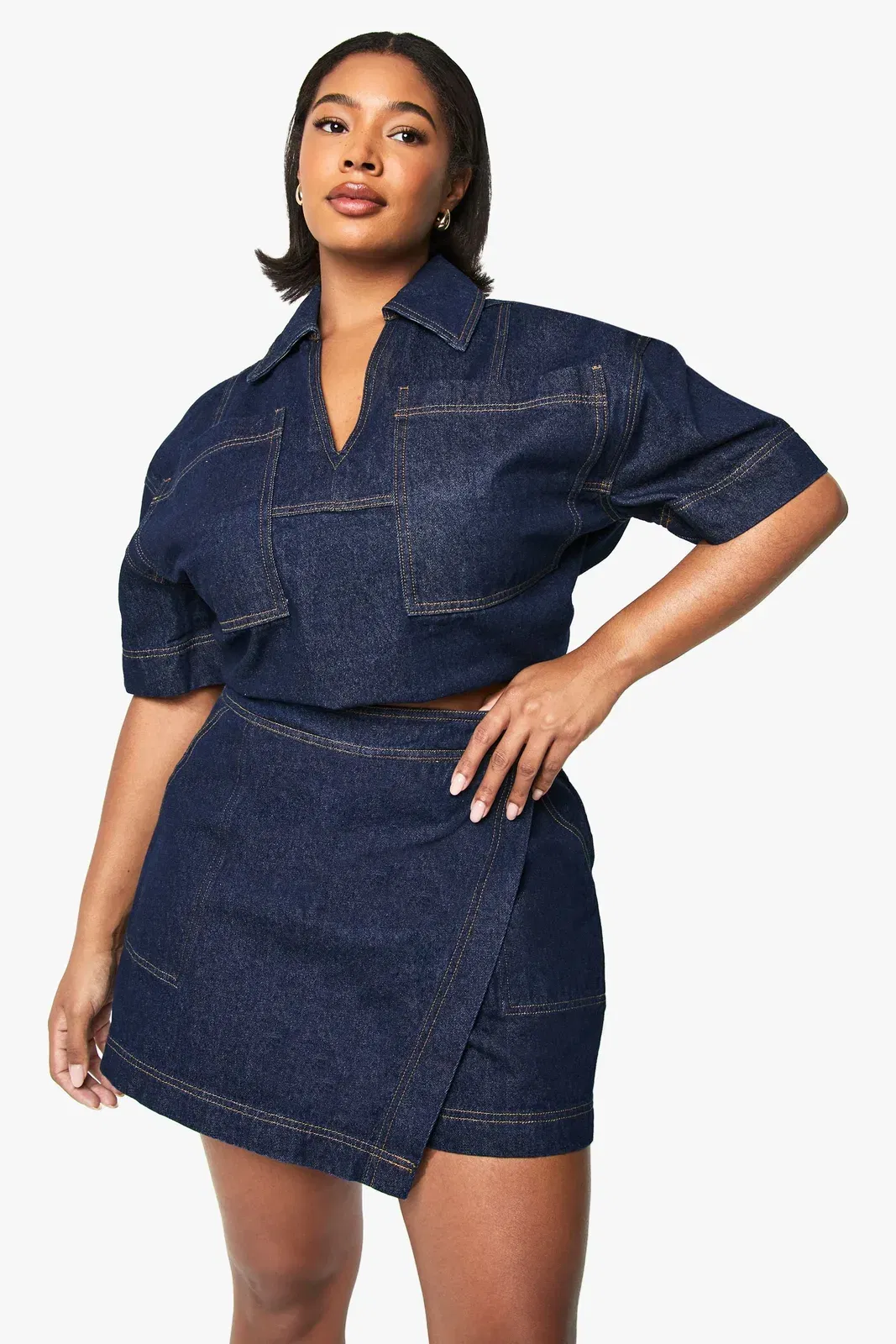 Plus Denim Wrap Skort