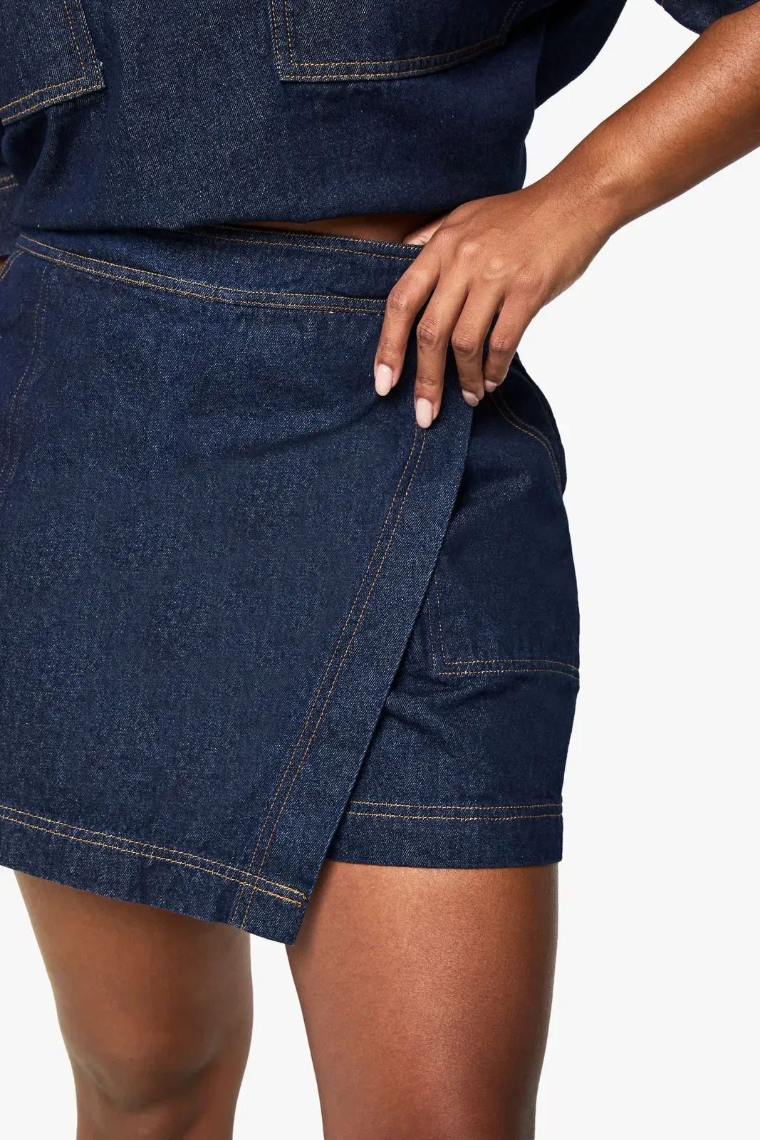 Plus Denim Wrap Skort