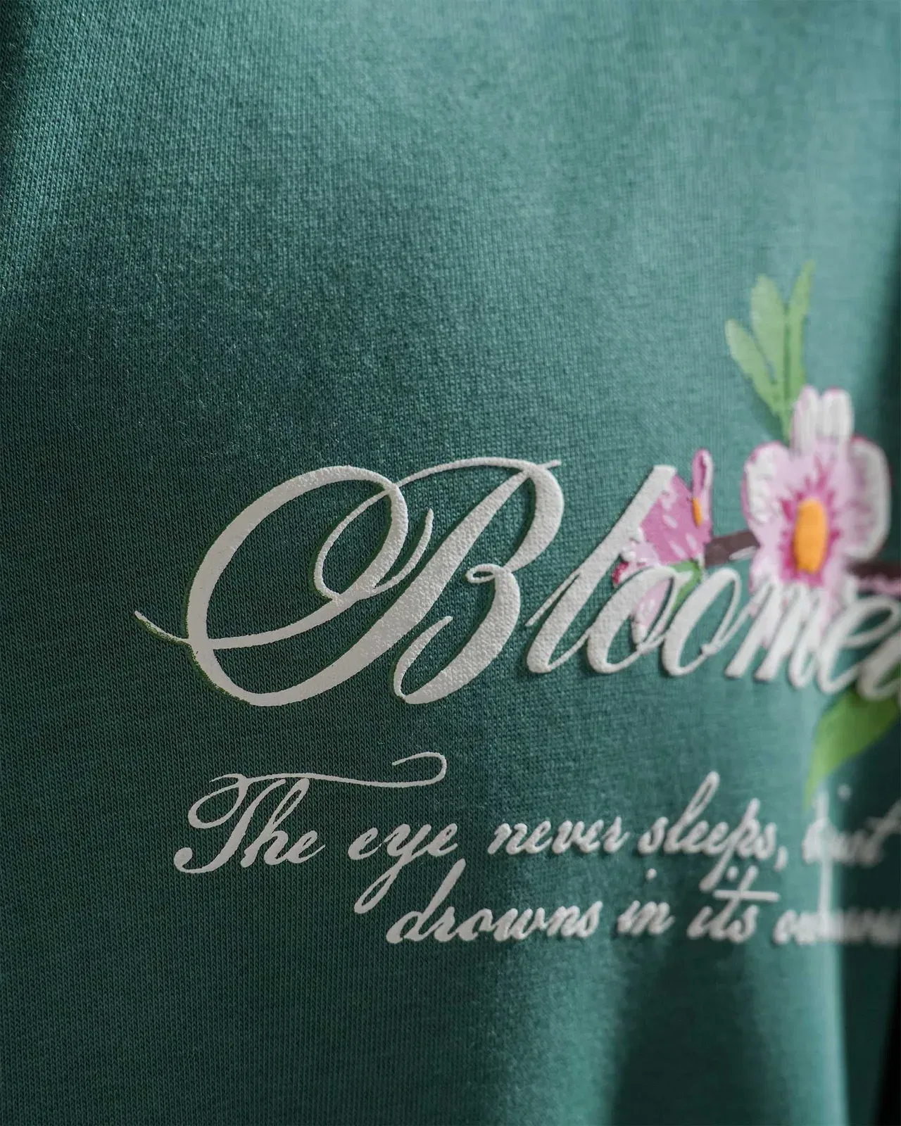 Bloomed Hoodie - Teal Oversized Printed Zipper Hoodie