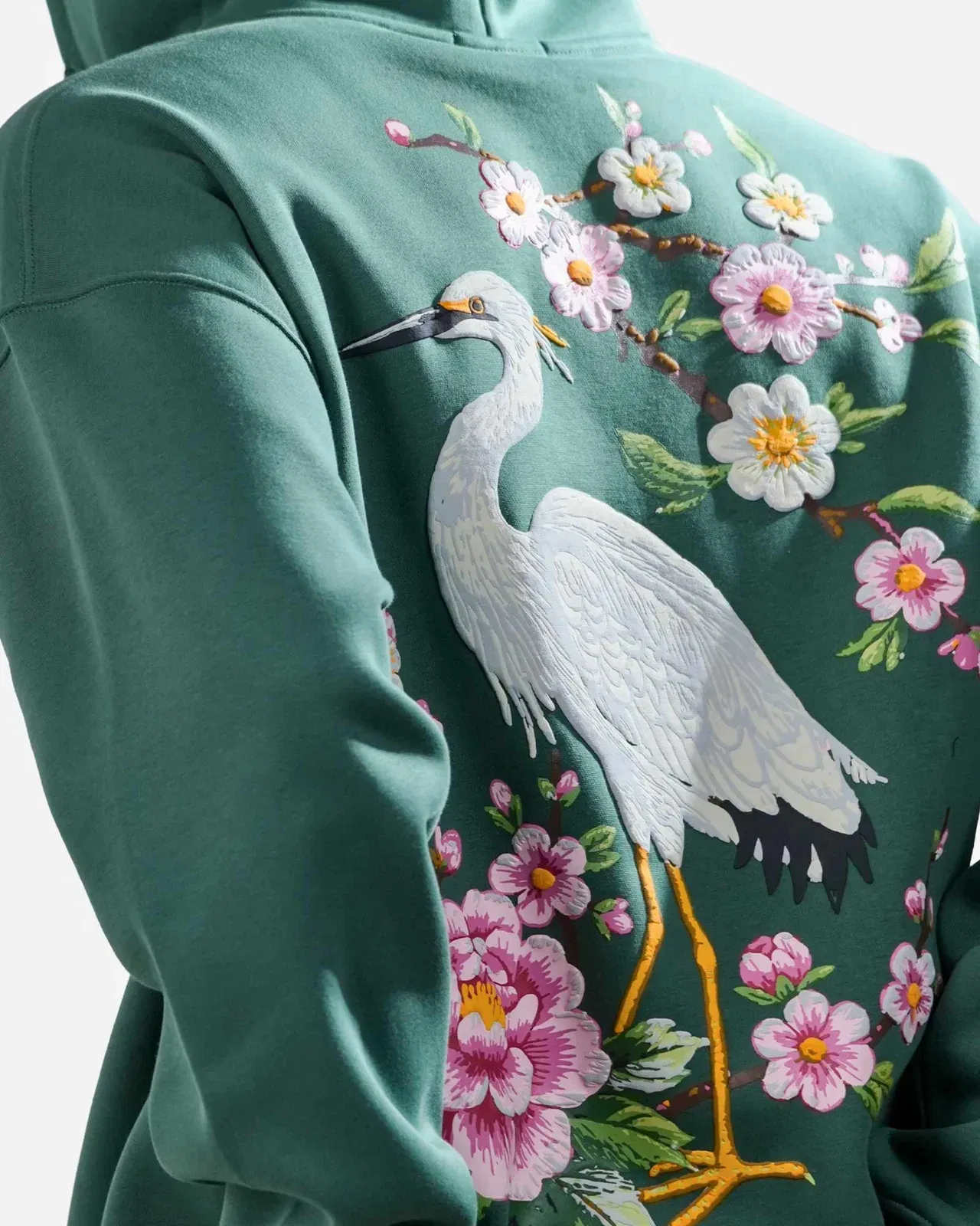 Bloomed Hoodie - Teal Oversized Printed Zipper Hoodie