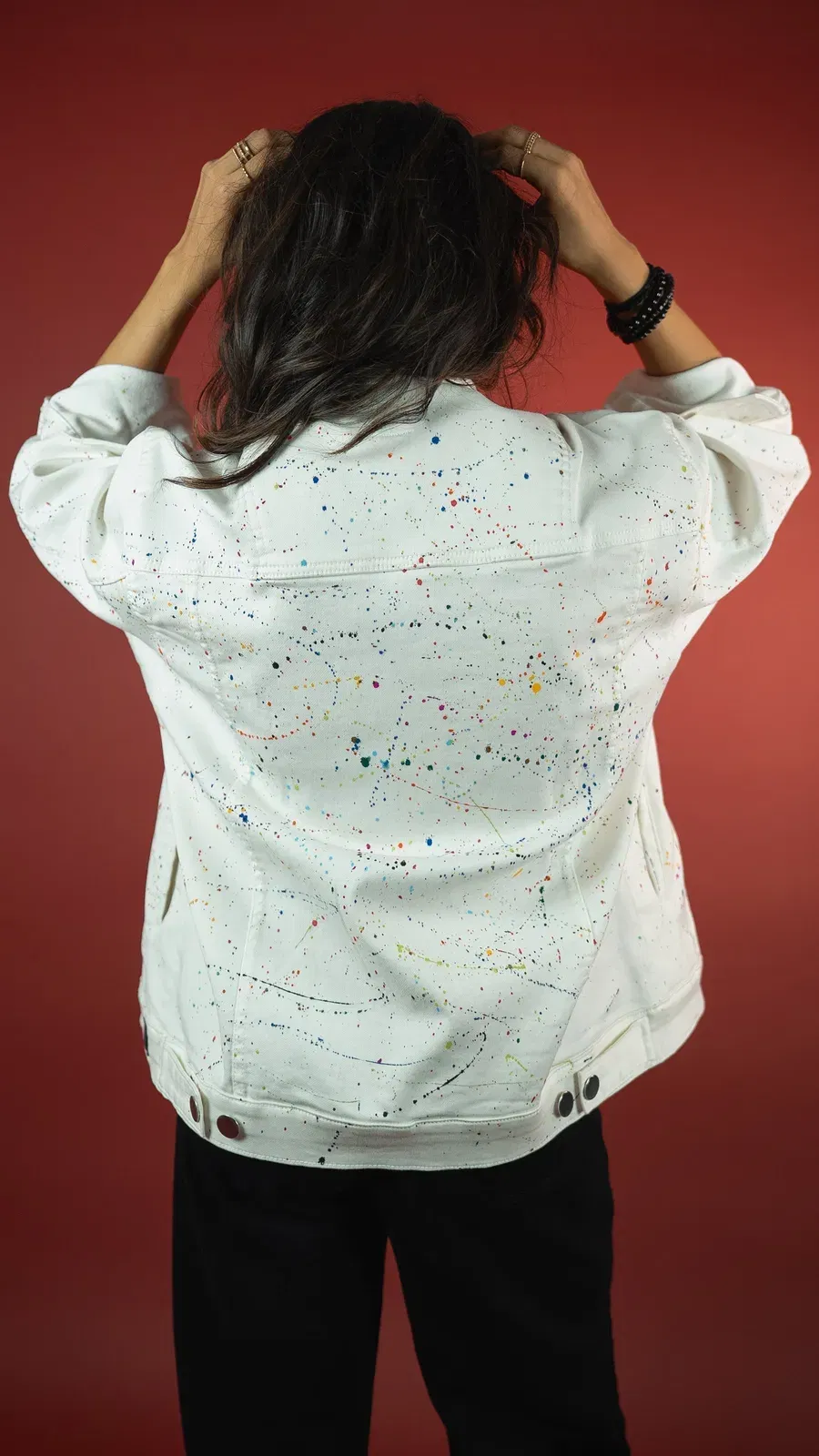 WHITE PAINTED DENIM WOMEN'S JACKET