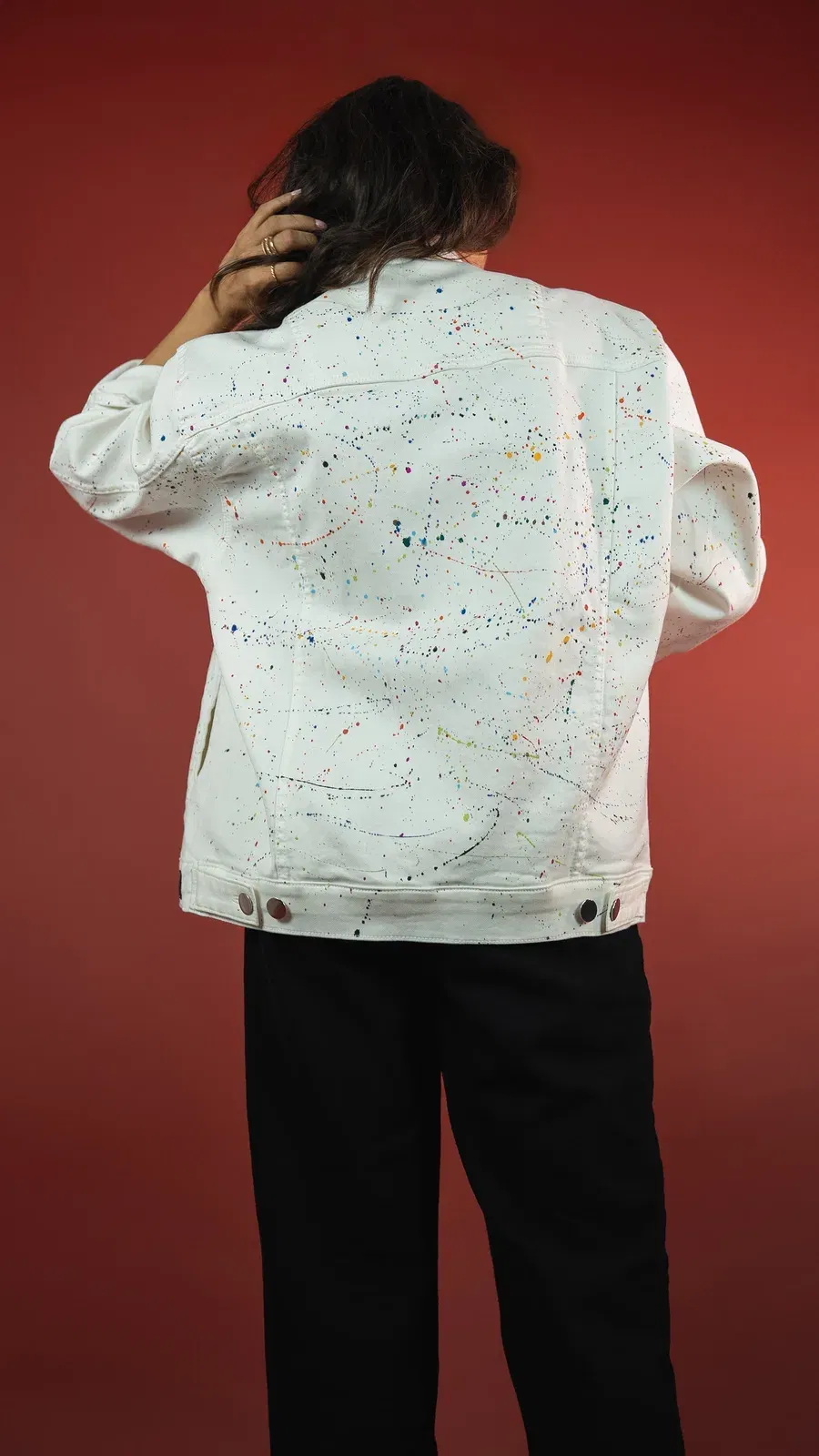 WHITE PAINTED DENIM WOMEN'S JACKET