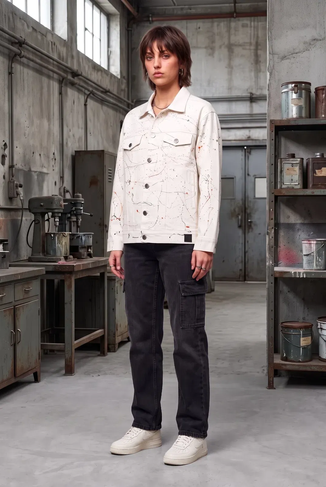 WHITE PAINTED DENIM WOMEN'S JACKET