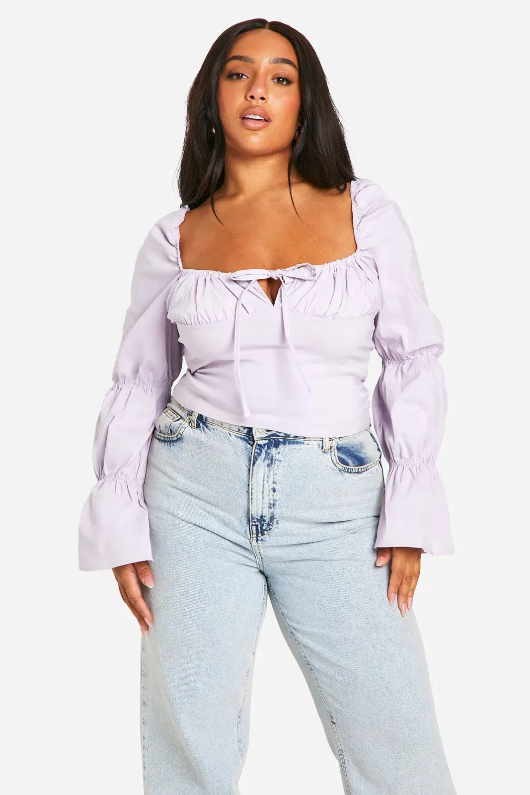 Plus Bengaline Puff Sleeve Corset