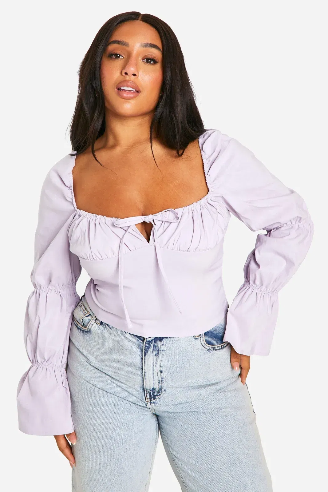 Plus Bengaline Puff Sleeve Corset
