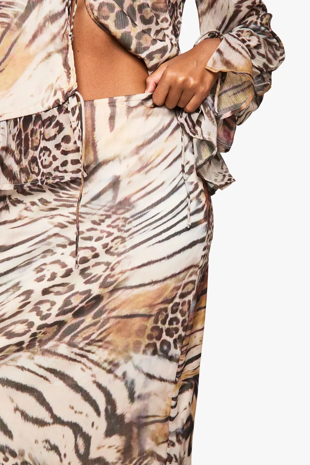 Animal Chiffon Maxi Skirt