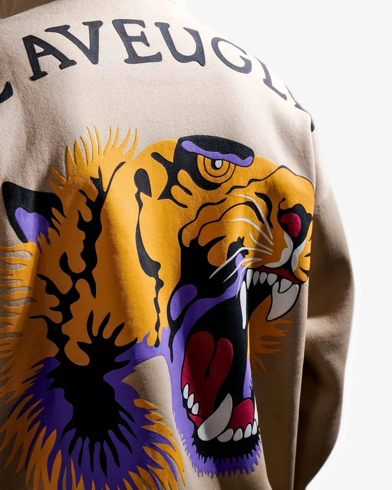 Ruthless - Beige Oversized Printed Hoodie