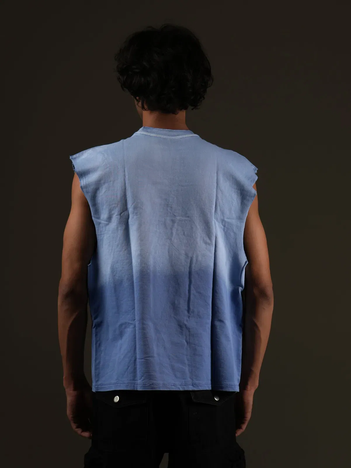 Wired Different Embroidered Tank Top - Blue Washed