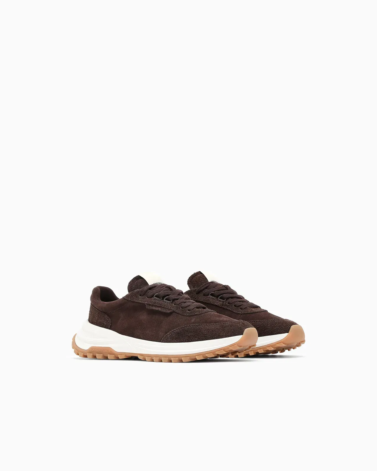 Emporio Armani Eagle Club Capsule Collection Suede Sneakers Brown