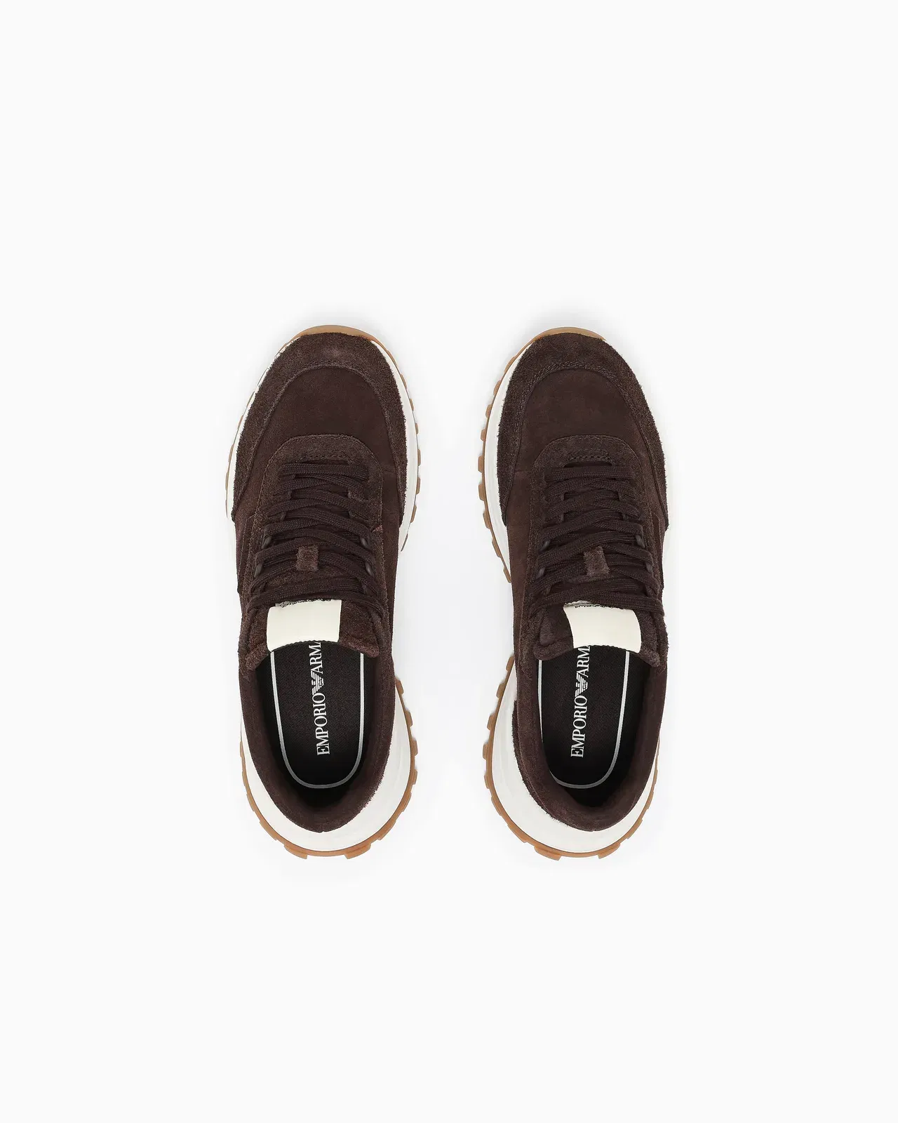 Emporio Armani Eagle Club Capsule Collection Suede Sneakers Brown