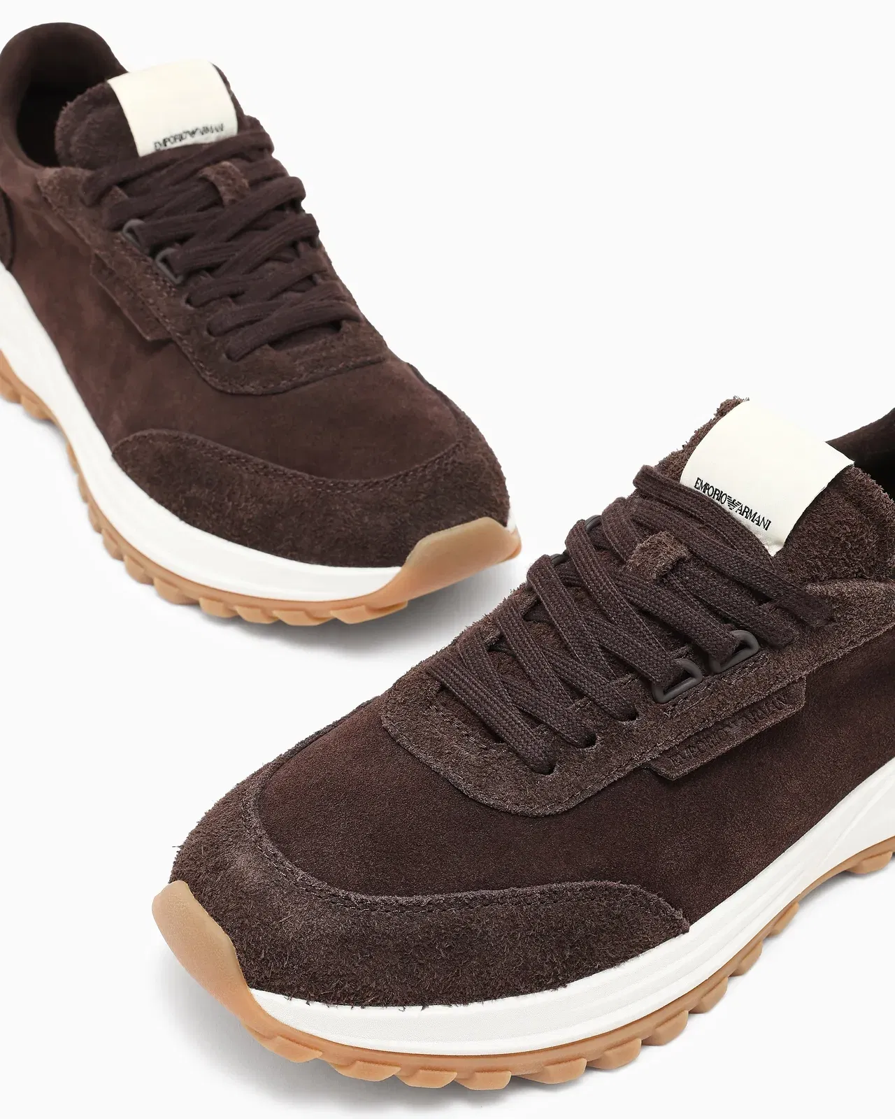 Emporio Armani Eagle Club Capsule Collection Suede Sneakers Brown