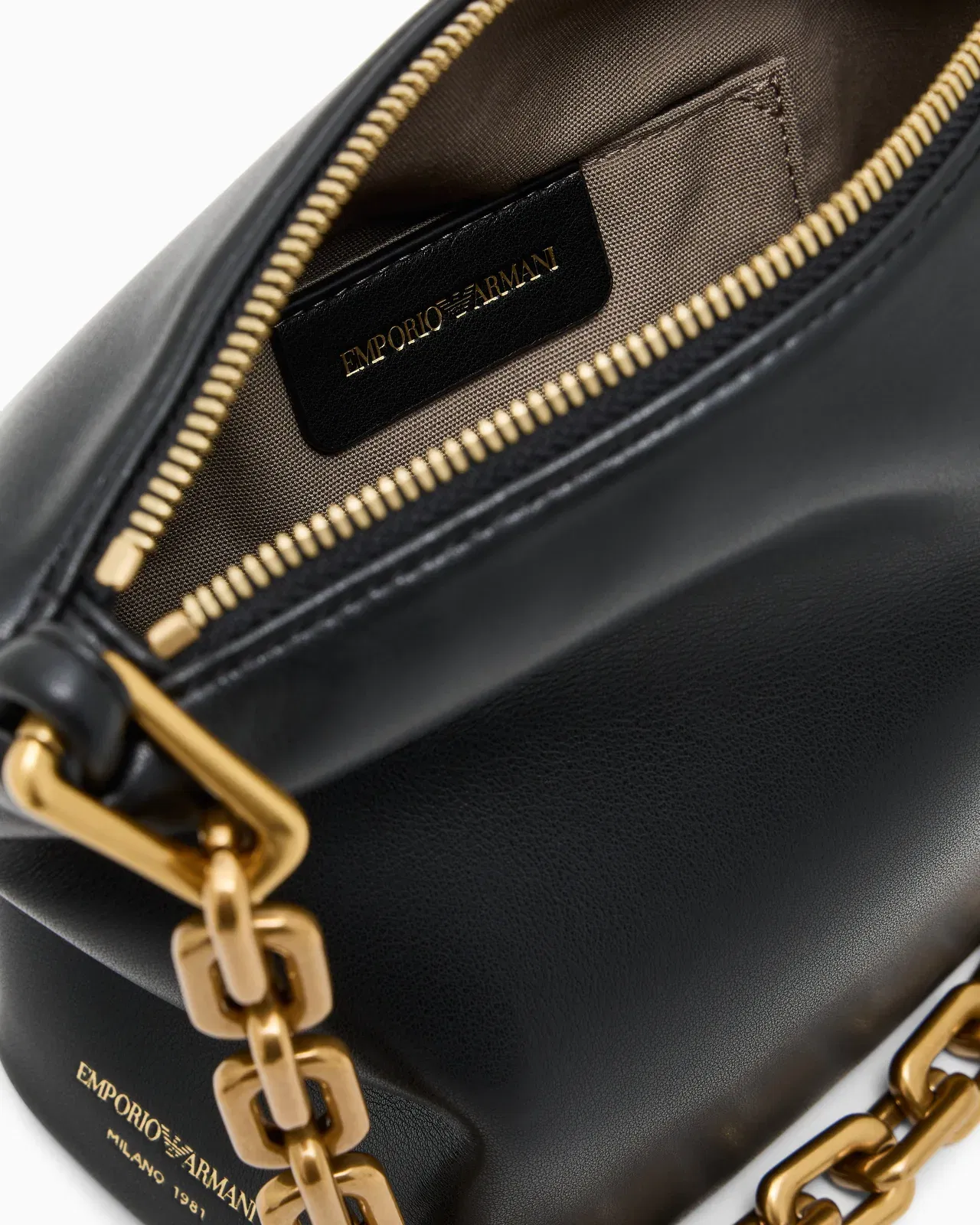 Emporio Armani Leather small hobo bag with chain