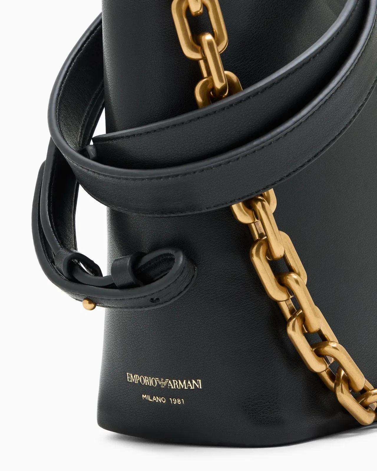 Emporio Armani Leather small hobo bag with chain