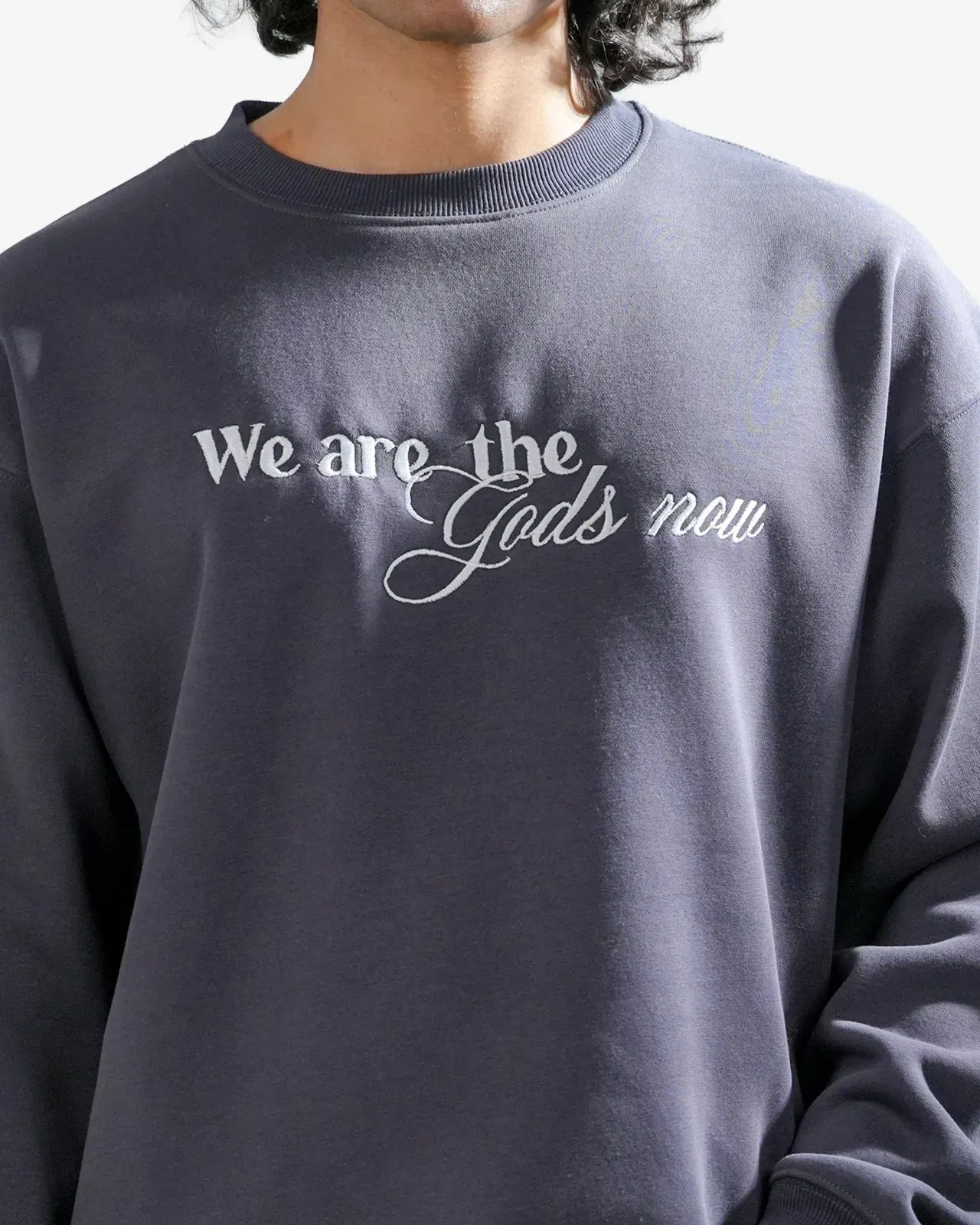 Diabolical - Gray Embroidered Oversized Sweatshirt