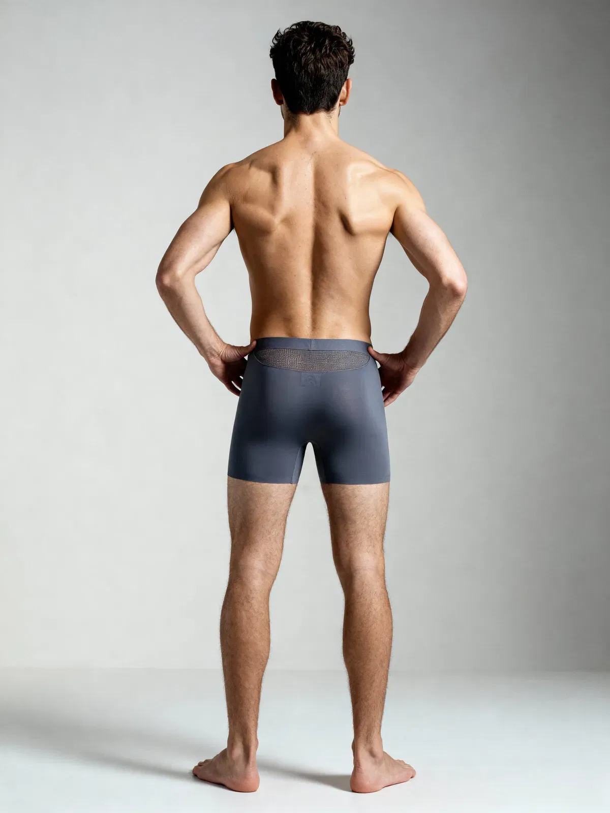 Men Mesh Blue Solid Luxury Elastic Trunk by Manaca