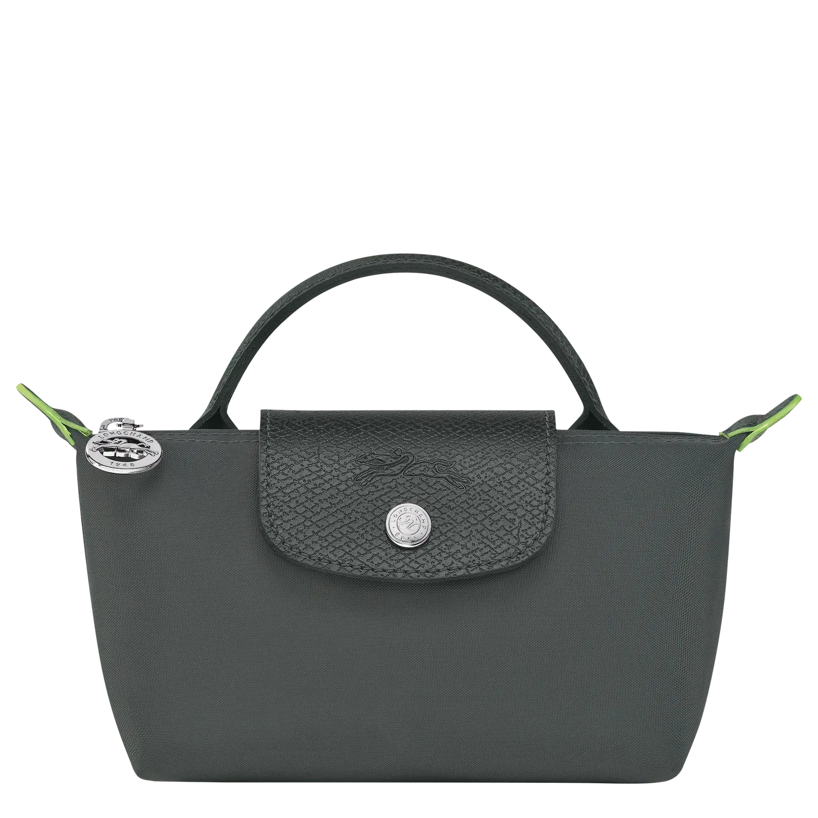 Longchamp Le Pliage Green Pouch with handle Graphite