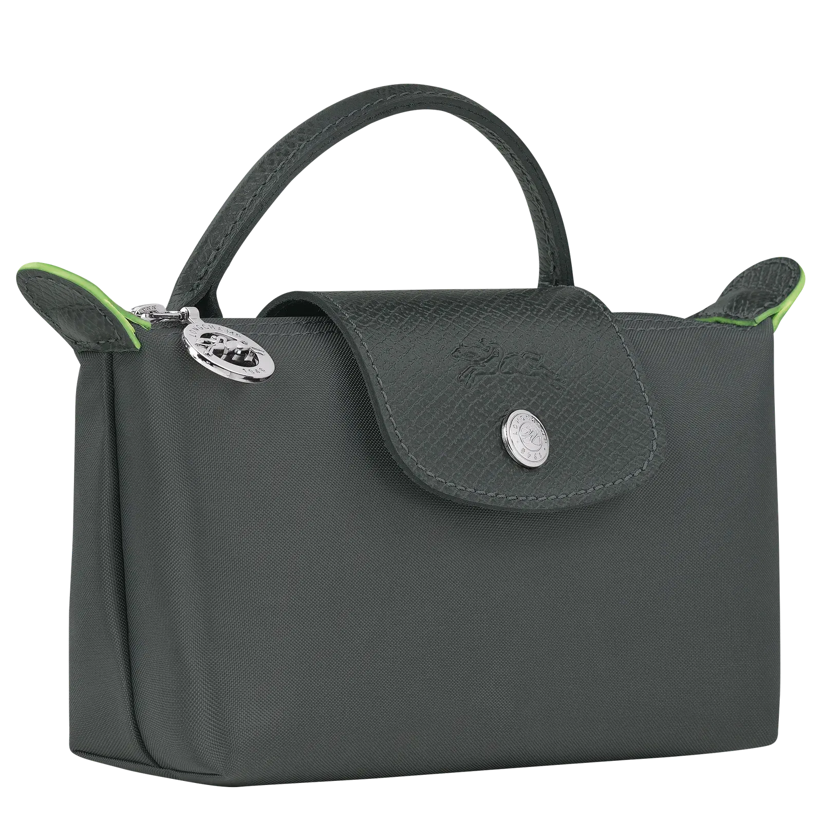 Longchamp Le Pliage Green Pouch with handle Graphite