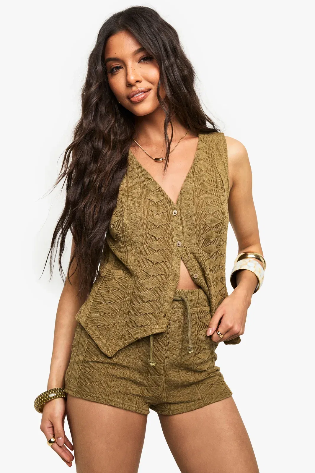 Mix and Match Crochet Textured Patterned Short