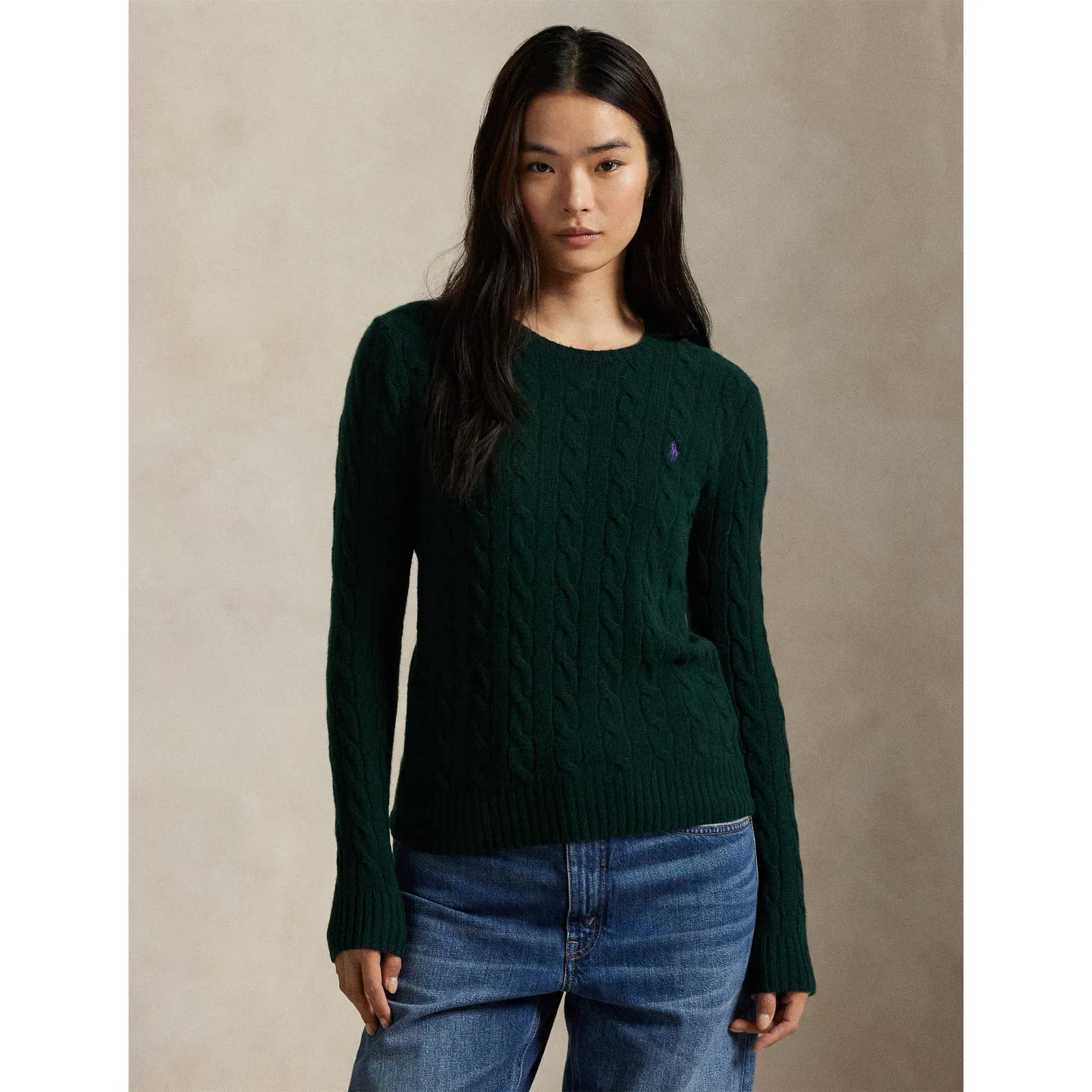 Cable-Knit V-neck Jumper