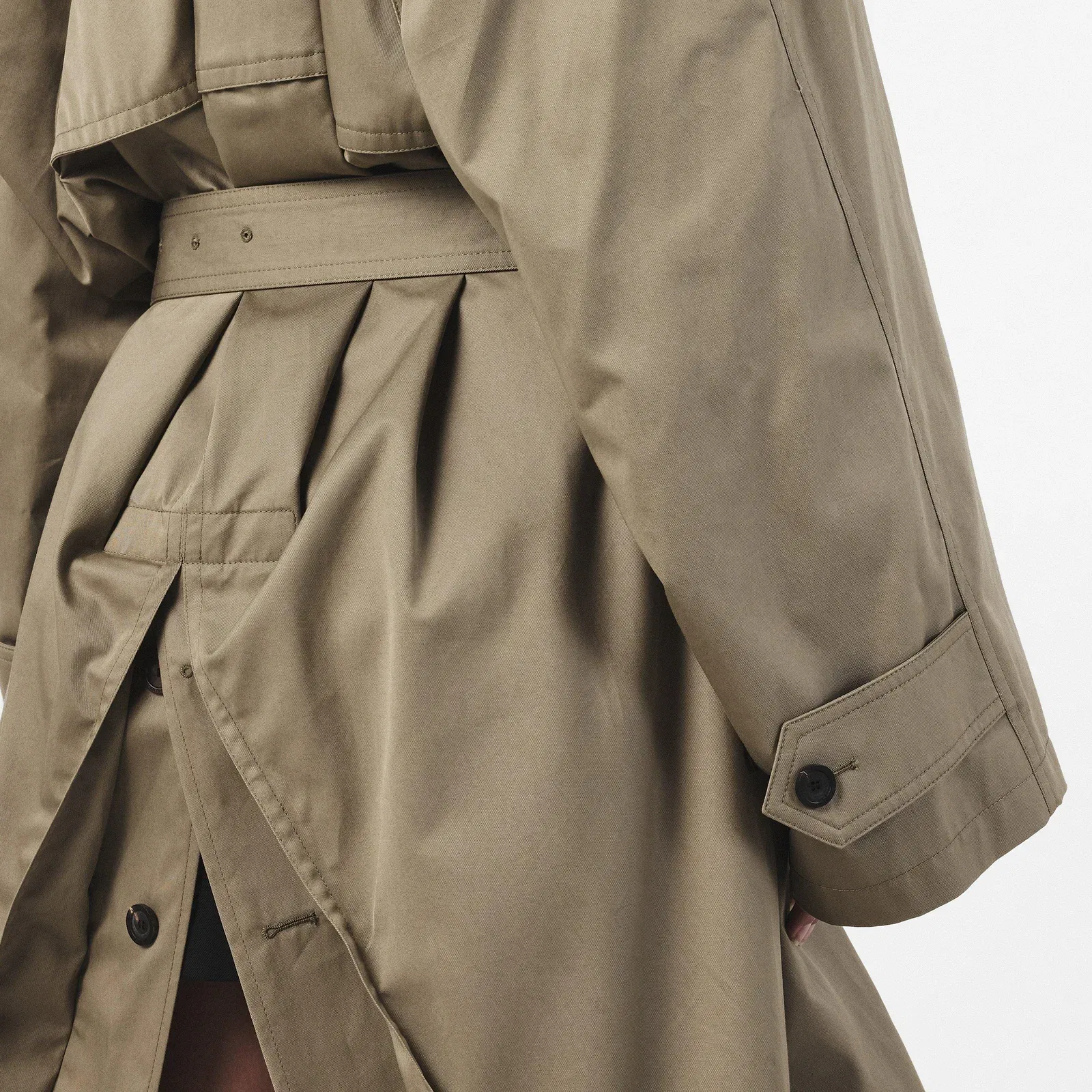Draped Neck Tailored Fit Trench Coat