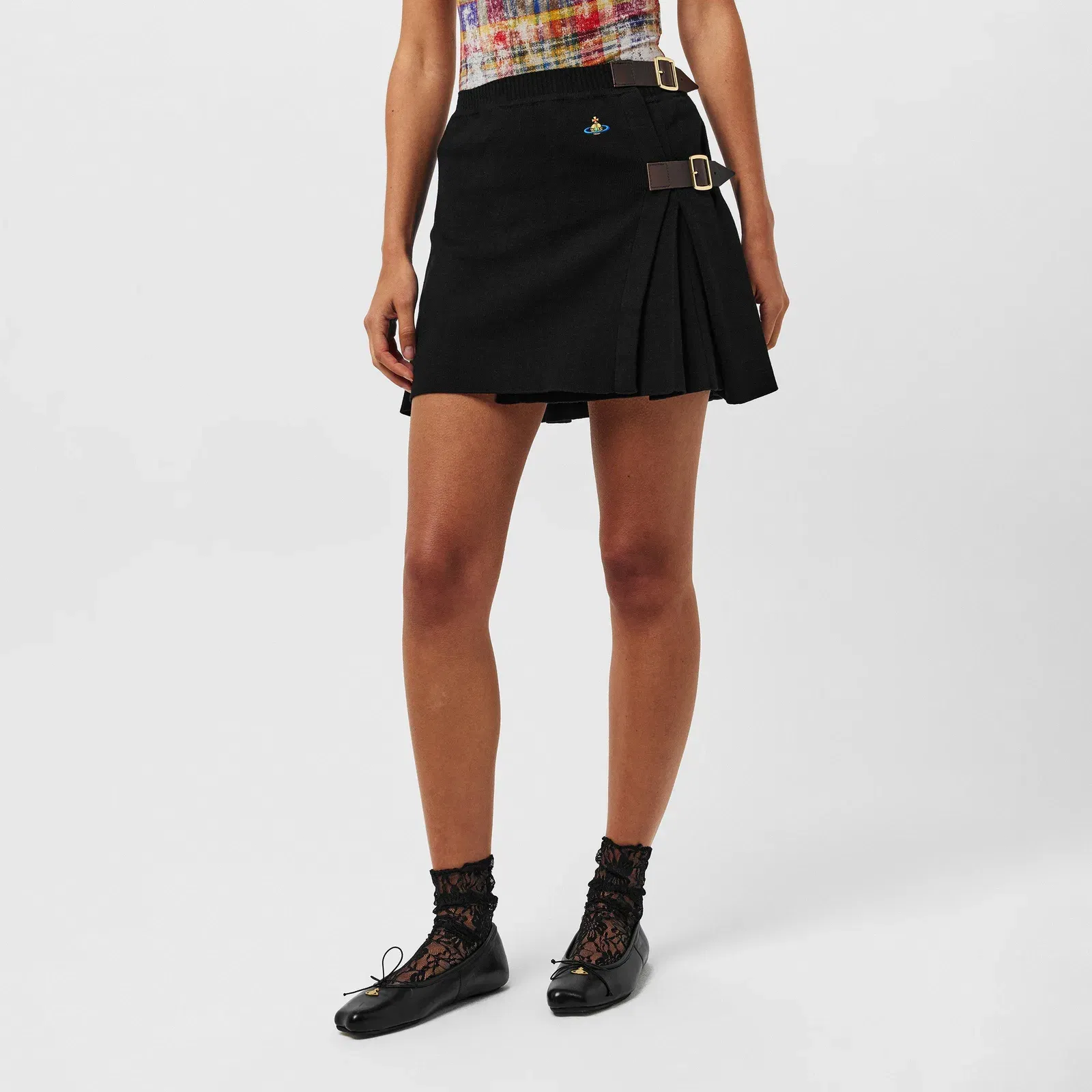 Viv Bea Tartan Pleated Mini Skirt