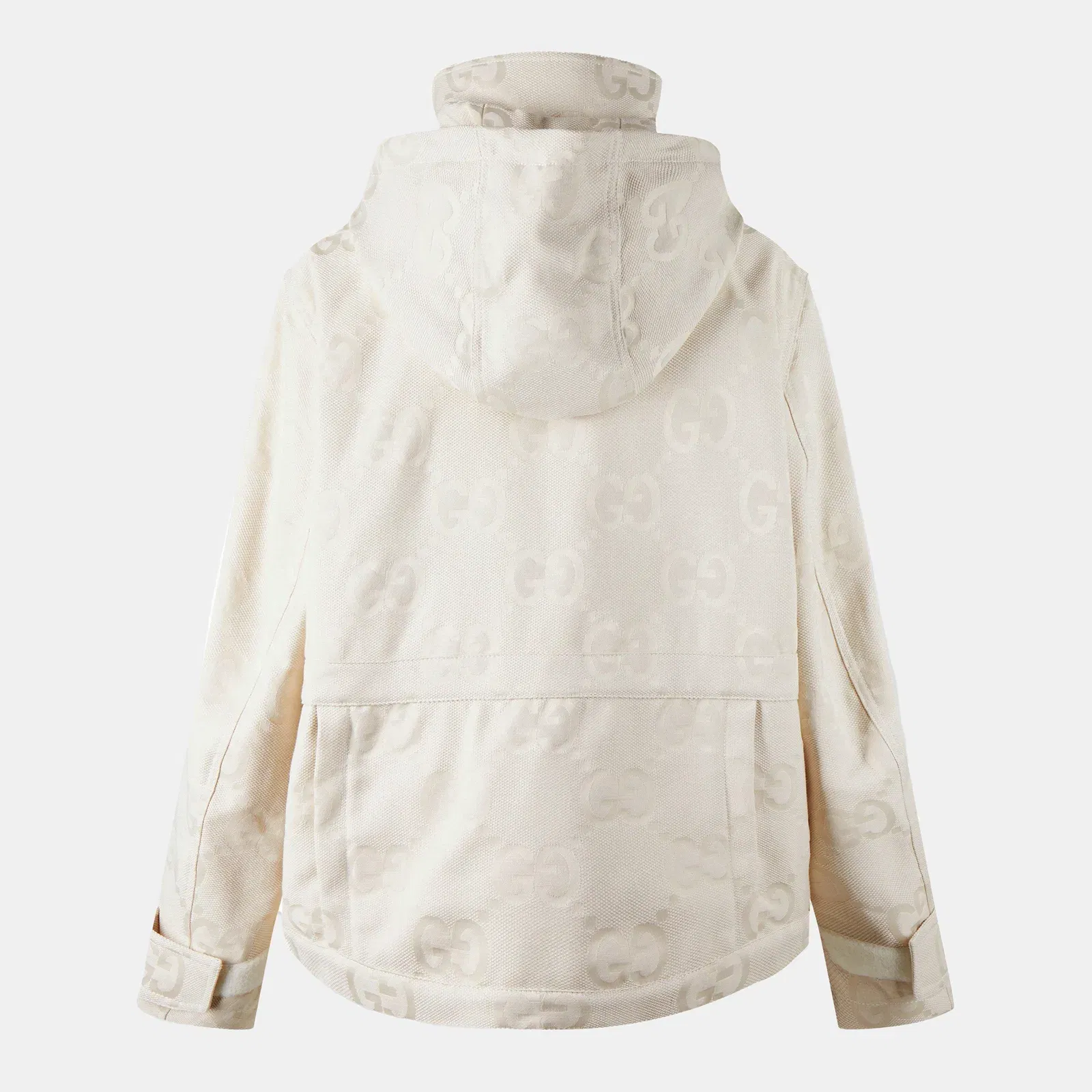 Jumbo GG Canvas Cotton Long Sleeve Mid-Length Hooded Rain Anorak