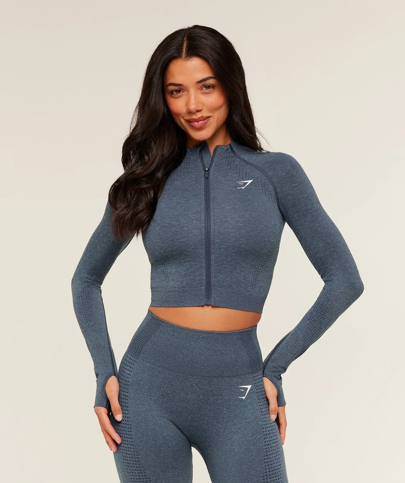 Gymshark Vital Midi Zip Up Jacket - GS Stealth Blue/ Marl