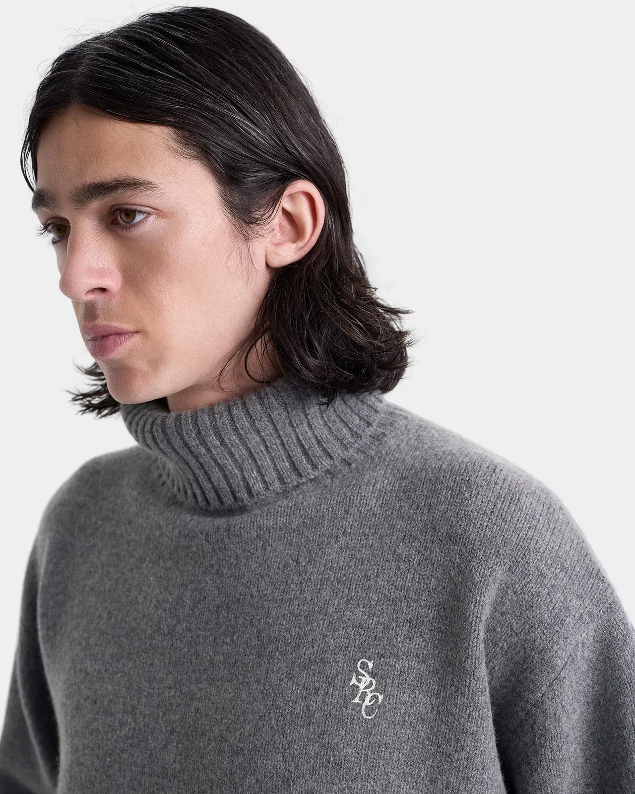 SRC Wool Turtleneck - Light Grey/Navy