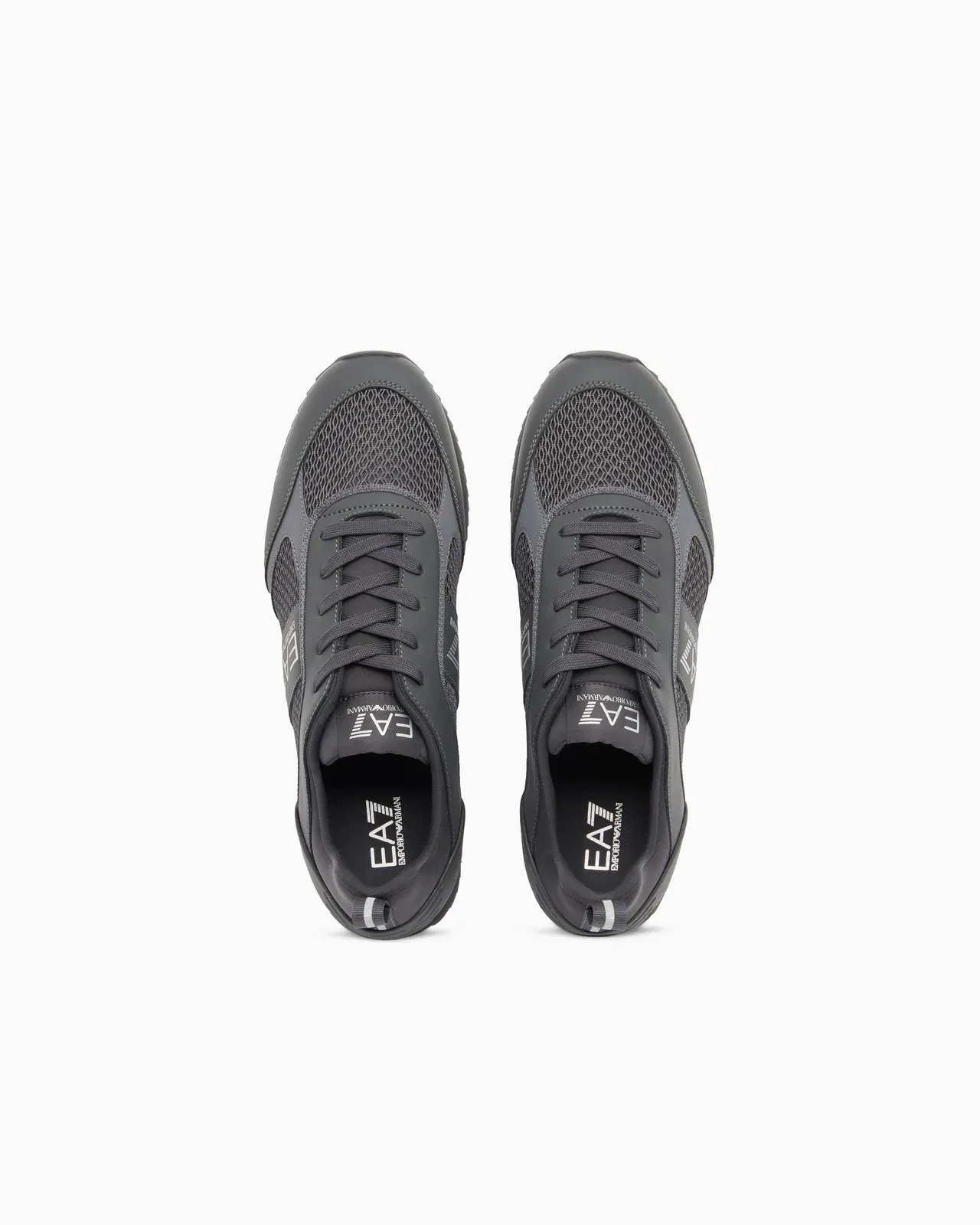 Ea7 Sneaker Black And White In Mesh With Rubber Sole Grey