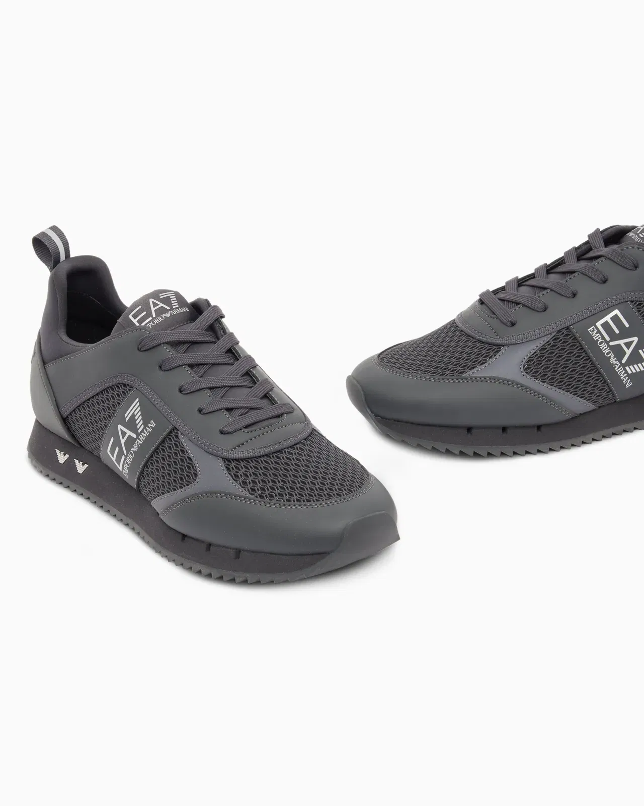 Ea7 Sneaker Black And White In Mesh With Rubber Sole Grey