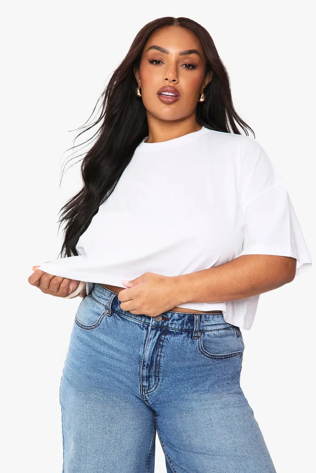 Boohoo Basics Plus Boxy Crop T-Shirt
