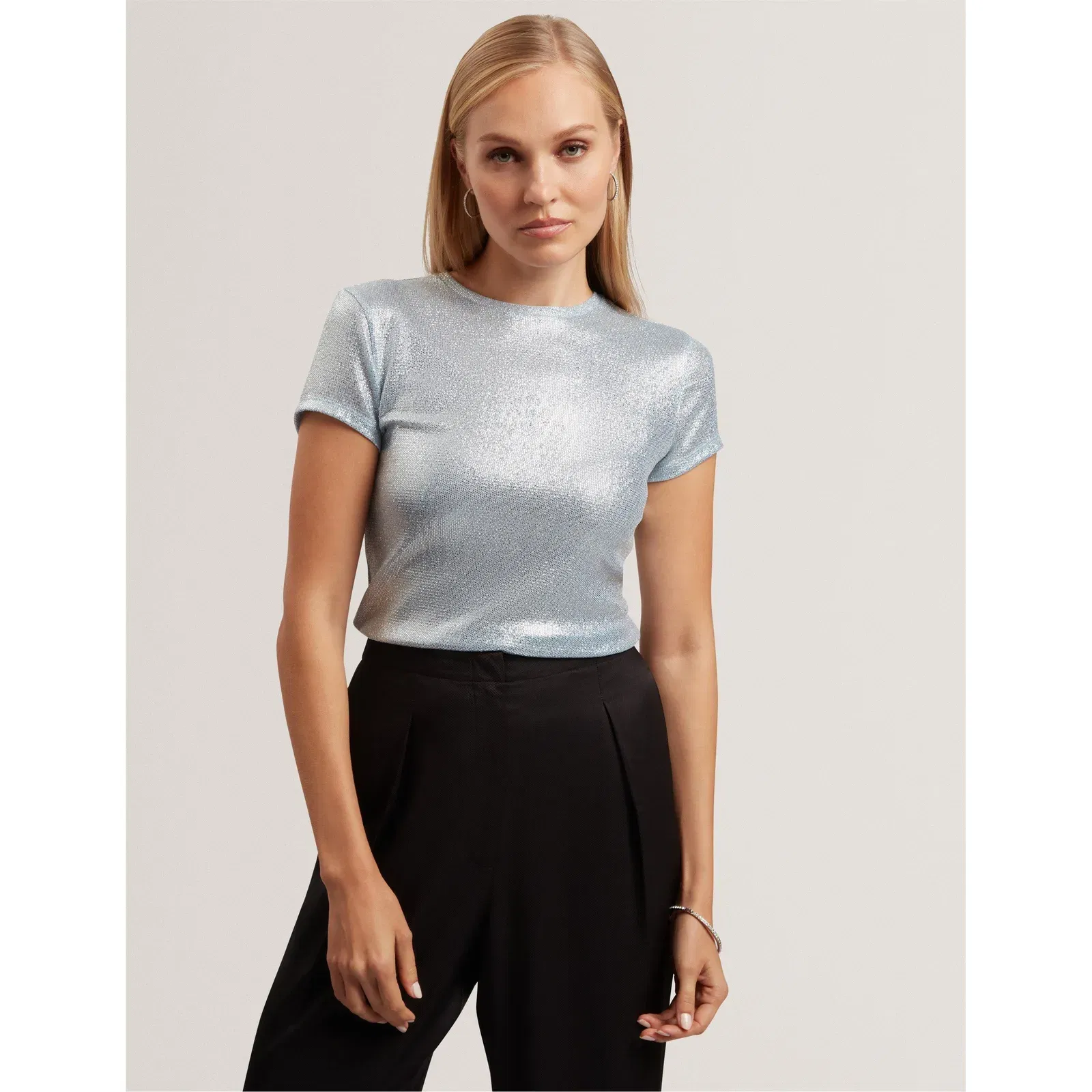 Metallic Short Sleeve Slim Fit T-Shirt
