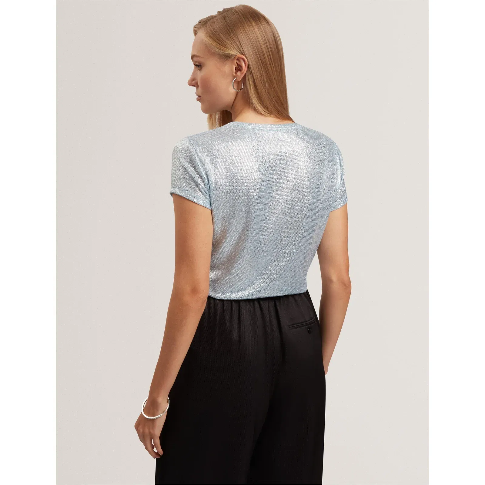 Metallic Short Sleeve Slim Fit T-Shirt