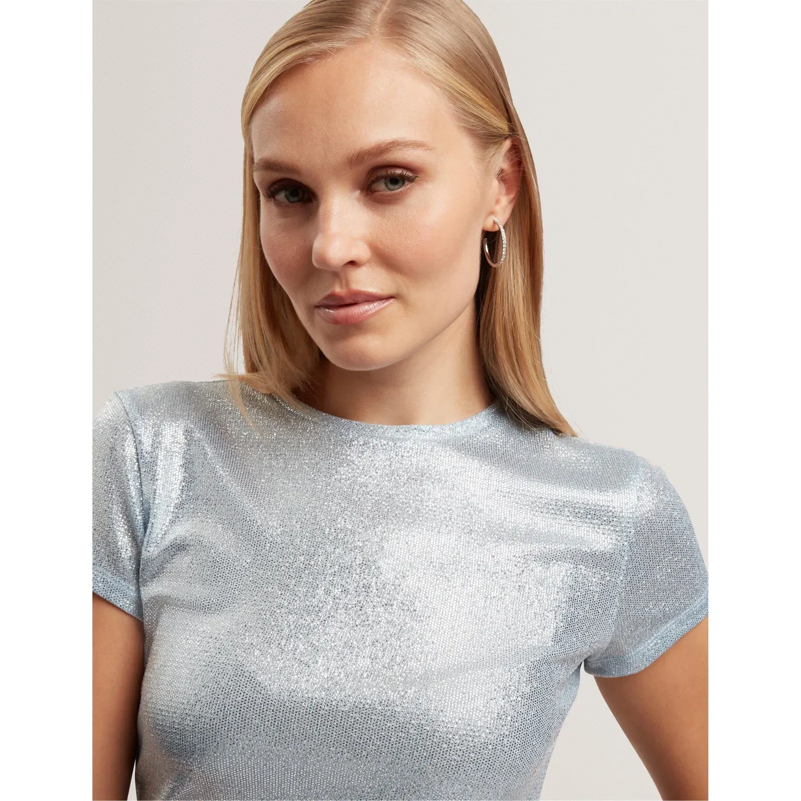 Metallic Short Sleeve Slim Fit T-Shirt