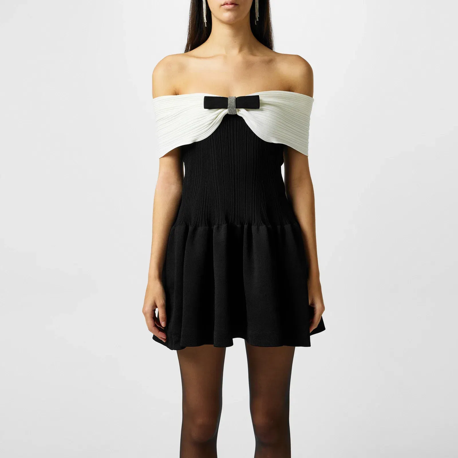 Knit Bow Mini Dress