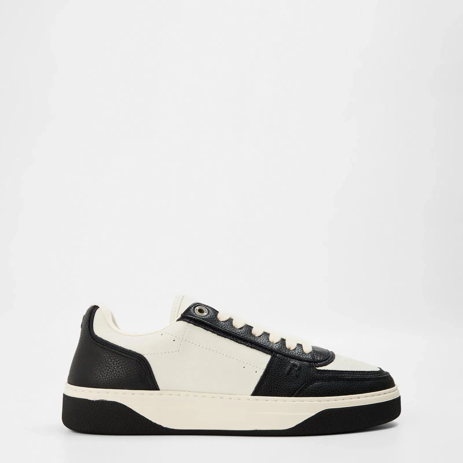 Initial Leather Lace Up Low-Top Trainers
