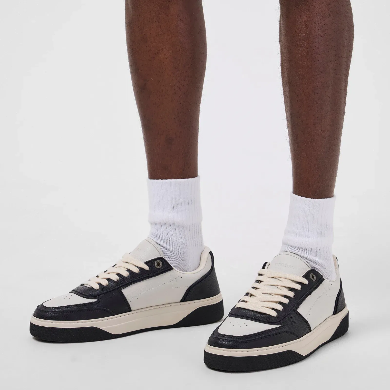 Initial Leather Lace Up Low-Top Trainers